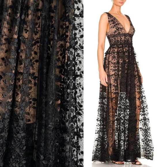Bronx and Banco Megan Noir Maxi Mesh Appliqué lace embroidered black nude S 4